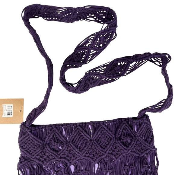 Earthbound Trading Co Purple Macrame Crochet Bag Crossbody New - Picture 13 of 16
